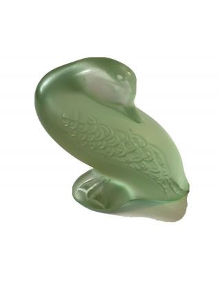Lalique France Signed Light Green Crystal Duck Figurine