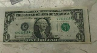 Series 1988 A Federal Reserve Note $1 Note Error - Faulty Alignment Miscut