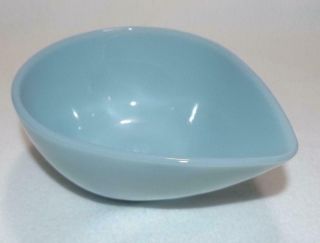 Vintage Fire King 5” Swedish Modern Teardrop Bowl Turquoise Blue Small Delphite