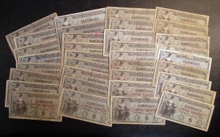 35 Mpc Military Payment Certificates 5 Ct Series 481 All Different Block Numbers
