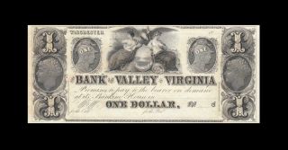18xx Bank Of Winchester Virginia $1 X - Rare ( (gem Unc))