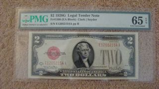 Pmg 65 Epq $2 1928g Legal Tender Note -