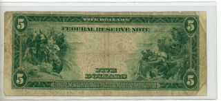 1914 FIVE DOLLAR LARGE SIZE NOTE Boston BLUE SEAL 2570 2