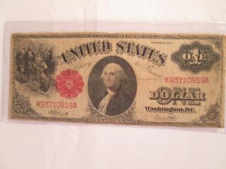 1917 Series $1 One Dollar Red Seal Large Size Currency Note