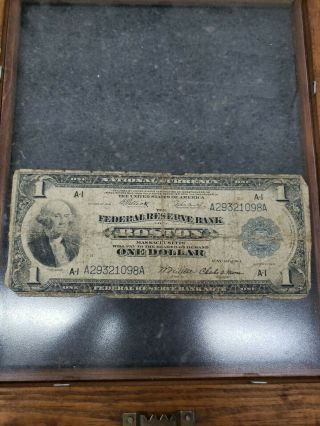 1918 Large Size $1 Blue Seal The Federal Reserve Bank Of Boston Us Currency