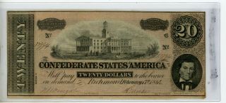 $20 1864 T - 67 Csa Confederate States Of America Richmond Cr - 506 13994