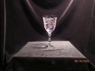 Fostoria Navarre Pink Water Goblet Etched Crystal 7 5/8 "