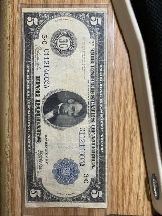 Large Bank Note US Currency BANK NOTE 1914 $5 Bank of Philadelphia C11214603A 3
