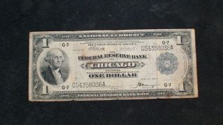 1918 Large Fed Reserve Note Fine Fr 729 Chicago $1 Bill Starts At 99 Cents