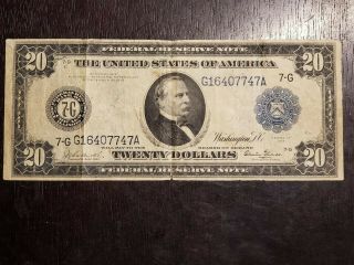 Series Of 1914 $20 Large Size Federal Reserve Note Frb Chicago,  Il