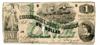 1862 $1 Confederate Currency T - 45.