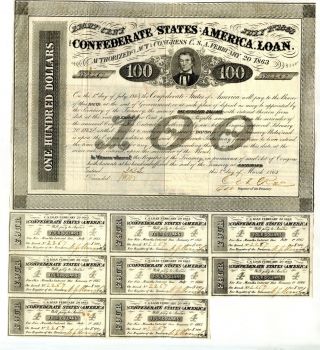 1863 Confederate Bond.  Very