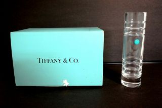 Tiffany & Co Cylinder Crystal Vase With Box 8 " Tall Made In Germany