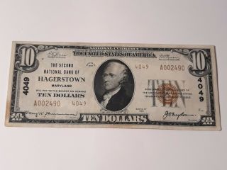1929 Us National Currency $10 Hagerstown Md Banknote Extra Fine?