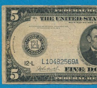 $5.  00 1914 Fr.  888 San Francisco District Federal Reserve Note