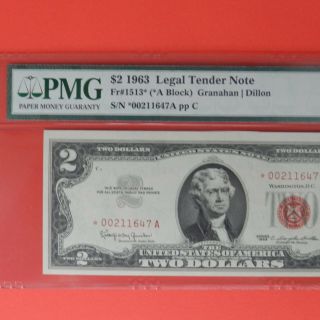 $2 1963 Legal Tender Star Note,  Fr 1513 PMG 64 EPQ,  Choice UNC,  Low 00211647A 3