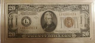 1934a $20 Dollar Bill Hawaii Brown Seal Note Currency Wwii Paper Money