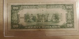 1934A $20 DOLLAR BILL HAWAII BROWN SEAL NOTE CURRENCY WWII PAPER MONEY 2