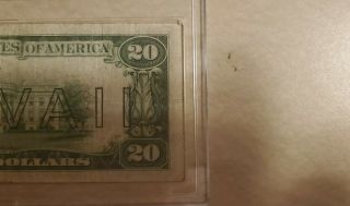1934A $20 DOLLAR BILL HAWAII BROWN SEAL NOTE CURRENCY WWII PAPER MONEY 3