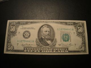 (1) $50.  00 Series 1981 Federal Reserve Note " G " Xf,  Circulated Cond.