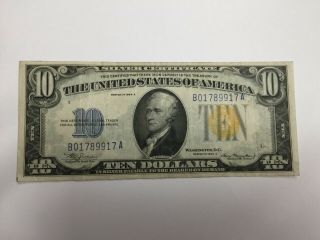 Series 1934 A $10 Ten Dollar North Africa Yellow Seal Silver Certificate
