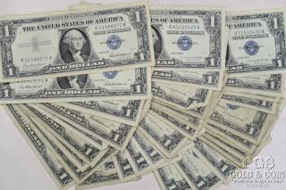 10 - 1957,  20 - 1957 - A,  20 - 1957 - B $1 Silver Certificates 50 Us Currency $50 19594