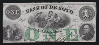 Us Nebraska $1 1857 Bank Of De Soto Nebraska Obsolete Bank Note Ch Cu