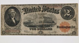 1917 $2 Two Dollar Red Seal Large Note,  Circulated