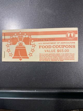 Usda Food Stamp Coupons 1993 B $65 Full Booklet