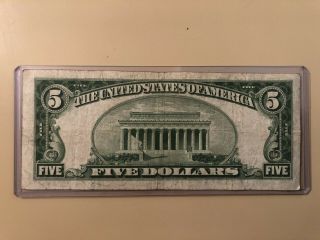 1934 A North Africa yellow seal $5 five dollar silver certificate 2