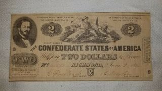 T - 42 Pf - 1 1862 $2 Confederate Paper Money