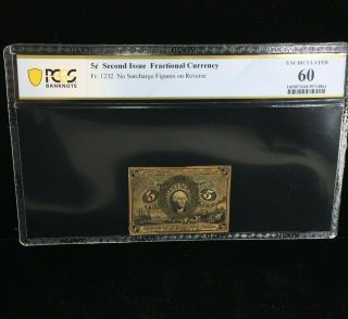 5 Cent Second Issue Fractional Currency Fr 1232 Pcgs Note Uncirculated 60 (863)