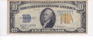 1934 A Silver Certificate $10 North Africa Wwii Emergency Issue Note Aa