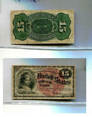 1863.  15 Fractional Currency Note Fine 5059n