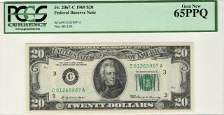 1969 $20 Federal Reserve Note,  Fr.  2067 - C Pcgs Gem 65ppq 69987