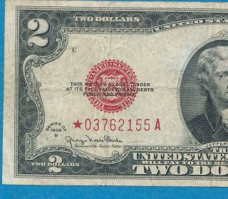 $2.  00 1928 - G Star Red Seal Legal Tender United States Note.