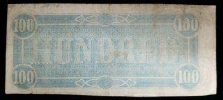 1864 $100 C.  S.  A.  Confederate States of America Note T - 65 2