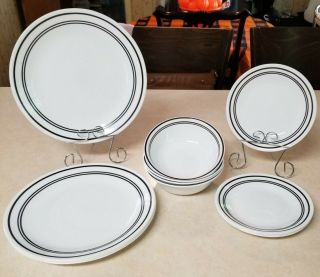 12 Pc Corelle Classic Cafe Black Dinner Plates Salad/dessert Plates Bowls