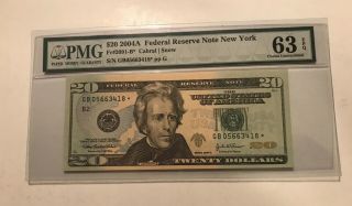 2004 - A $20 Star Federal Reserve Note,  Uncirculated Pmg 63 Epq