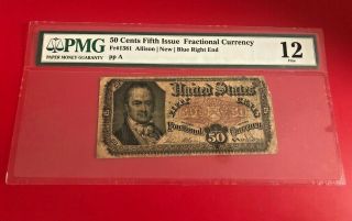 50 Cents Fifth Issue Fractional Currency Pmg 12 Fine Allison Blue Right End