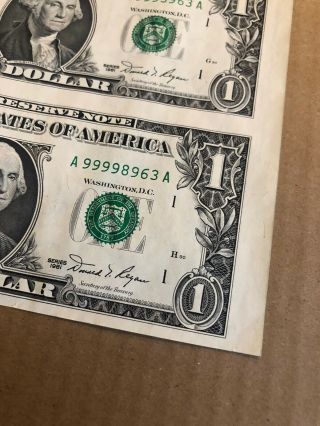 1981 $1 Uncut Sheet of 32 Notes York One Dollar 2