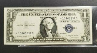 1935 G $1 Star Note Silver Certificate Blue Seal Us Currency Bill Ch Unc