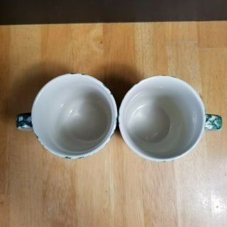 Tienshan Folk Craft Moose Country Mugs Cups Sponge Green and White Set of 2 2