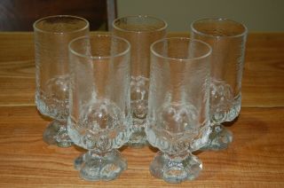 Tiffin Franciscan Ice Clear Madeira 6 - 1/2 " Footed Ice Tea Tumblers (set Of 5)