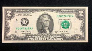 Wow 2017 A $2 Two Dollar Bill (st Louis H) Uncirculated