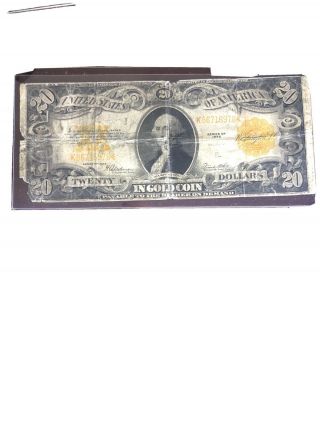 1922 Circulated Large Twenty Dollar $20 Gold Certificate.