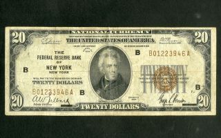 Us Paper Money 1929 $20 York National Banknote