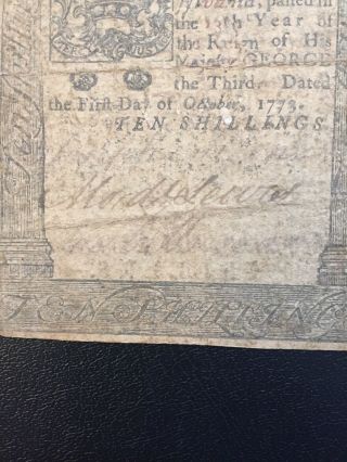 Colonial Currency Oct 1,  1773 Pennsylvania 10 Ten Shillings 2634 3