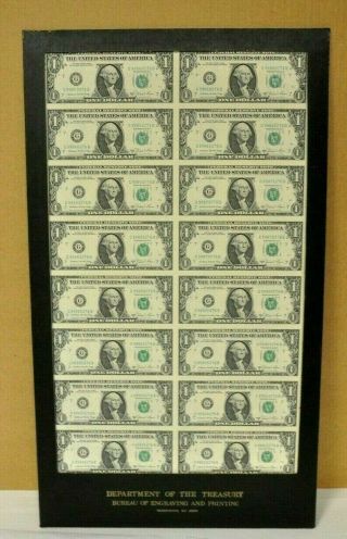 1981 Uncut Sheet Of 16 $1.  00 Bills Series 1981a