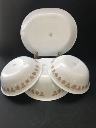 Corelle Butterfly Gold 3 Serving Bowls And Serving Platter